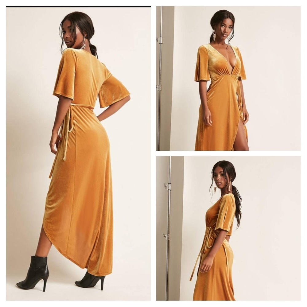 Plunging Velvet Wrap Dress